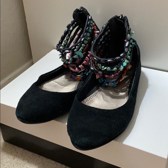 Ankle wrap black flats - with beaded anklets - Picture 5 of 6